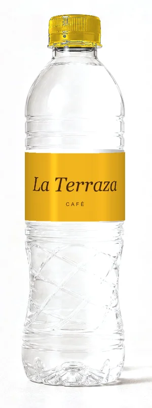 Botella con etiqueta de ejemplo amarillo, tapa amarilla