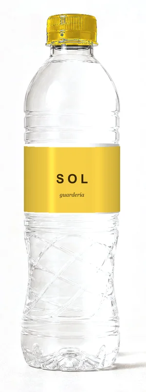 Botella con etiqueta de ejemplo amarillo, tapa amarilla