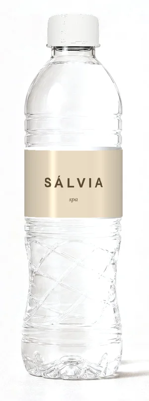 Botella con etiqueta de ejemplo blanco, tapa blanca