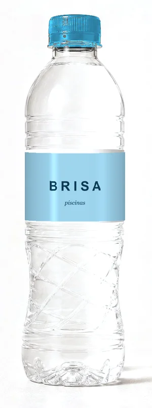 Botella con etiqueta de ejemplo celeste, tapa celeste