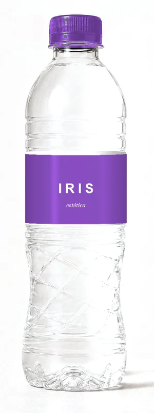 Botella con etiqueta de ejemplo morado, tapa morada