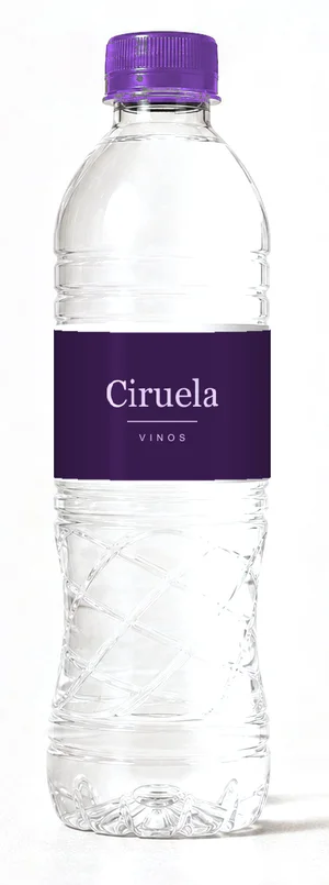 Botella con etiqueta de ejemplo morado, tapa morada