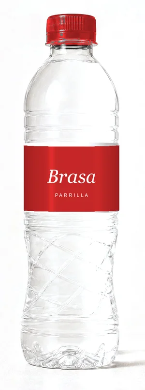 Botella con etiqueta de ejemplo rojo, tapa roja